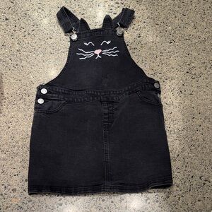 Justice Black Denim Cat Face Overall Skirt with Pink Nose